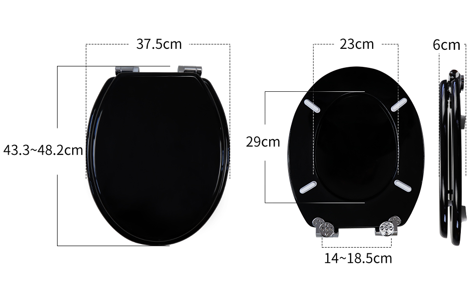 Fanmitrk Black Wooden Toilet SeatDurable Wood Toilet Seat,O Shape,18MM Thickened Wood Toilet