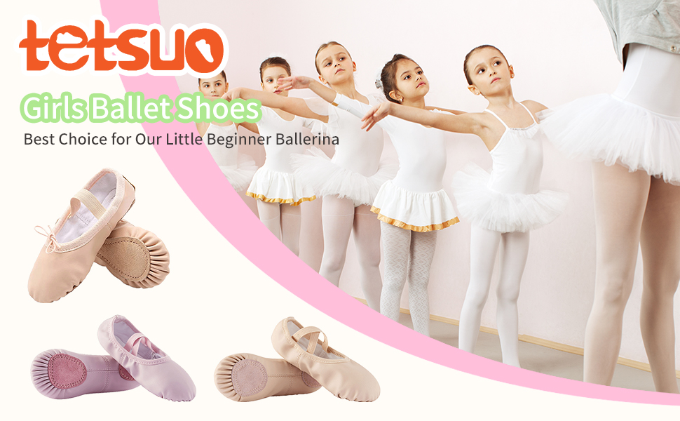 Girls Ballet Shoes, Indoor Gymnastic Ballerina Dance Flats Slippers for Kids, Toddlers Dancing