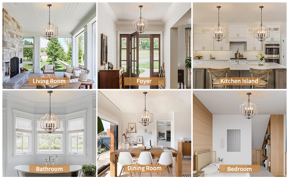 Wood Beaded Chandelier Fits for Various Room Spaces