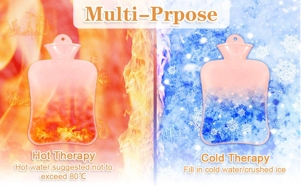 Shining She Hot Water Bottle, Rubber Hot Water Pouch with Soft Waist