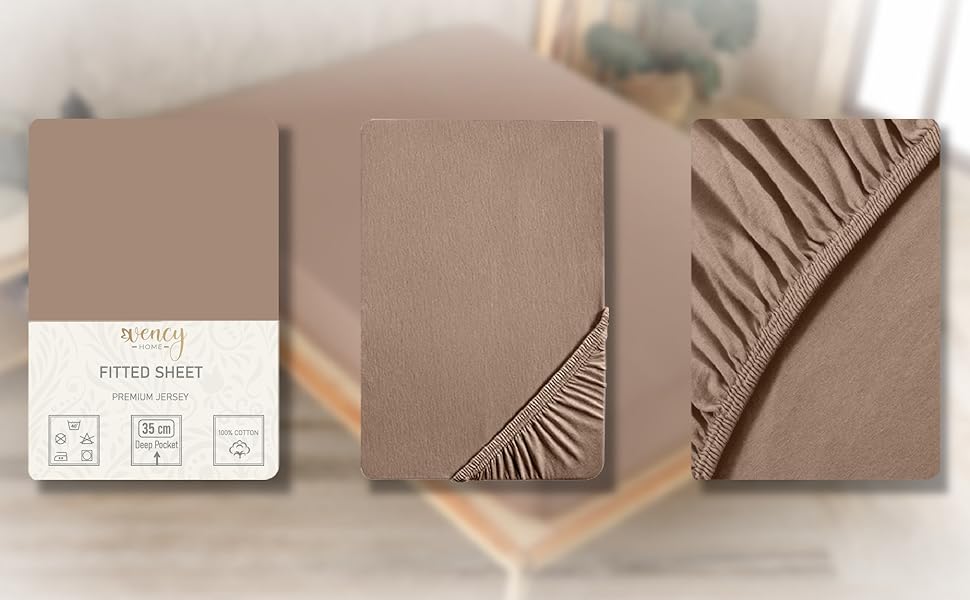 Drap-housse en jersey de qualité supérieure - Cappuccino Top 2