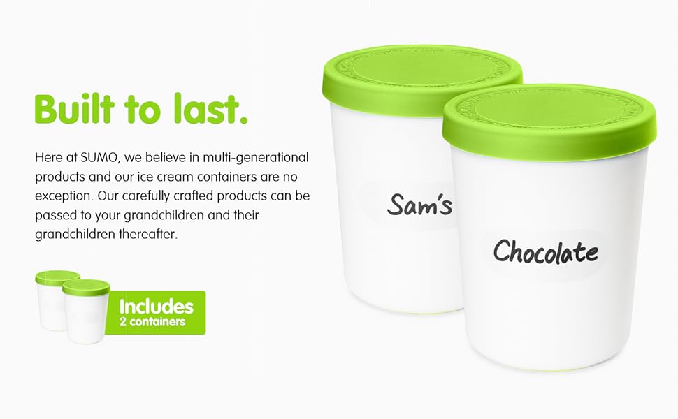 SUMO Ice Cream Pint Containers with Lids for Storage of