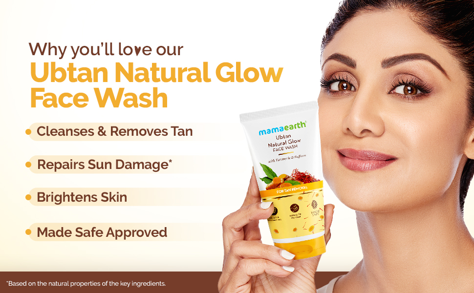 Mamaearth Ubtan Natural Glow Face Wash with Turmeric & Saffron | For Tan Removal & Skin brightening