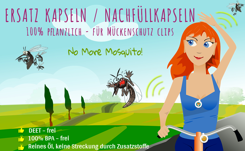 Nachfüll Kapseln, Ersatz Kapseln, Mückenschutz Clips, rein pflanzlich