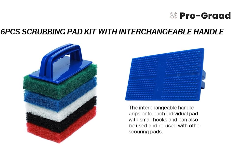 ProGraad 6pcs Scrubbing Pad Kit Interchangeable Reusable