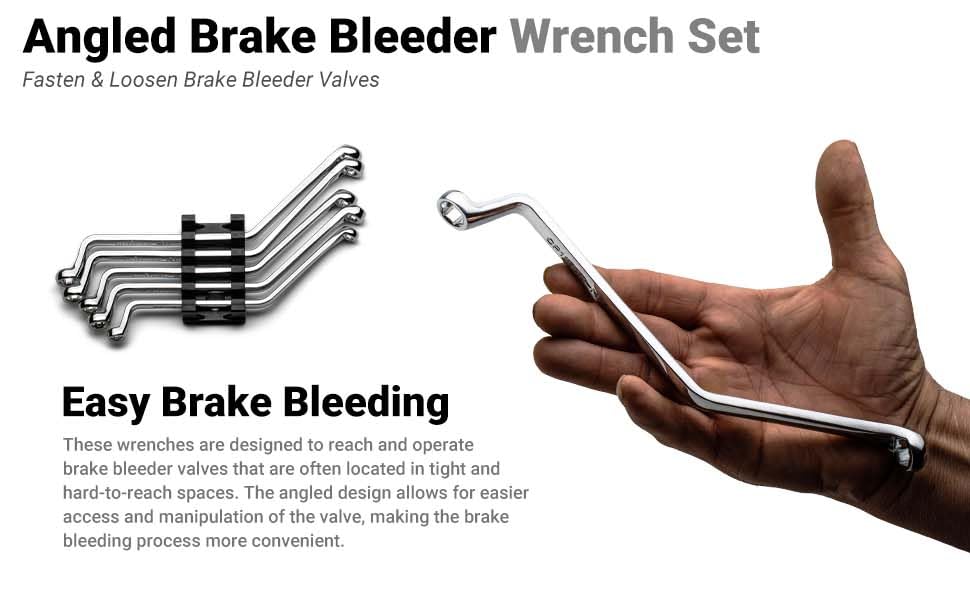 Capri Tools Brake Bleeder Wrench Set, Angled Double Box End