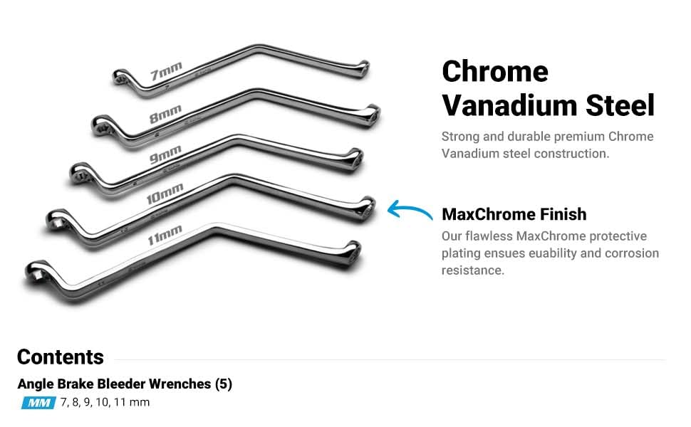 Capri Tools Brake Bleeder Wrench Set, Angled Double Box End