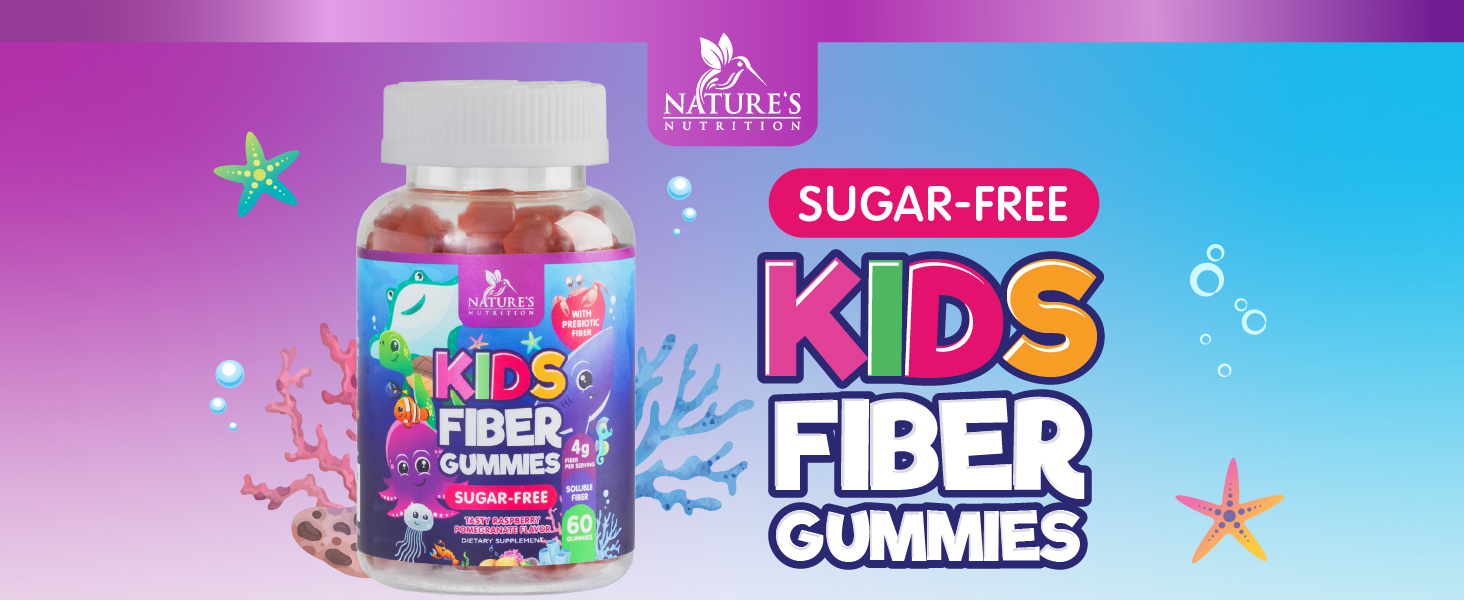 Kids Fiber Supplement Gummies - No Sugar Added 4g Prebiotic Plant-Based Fiber Blend