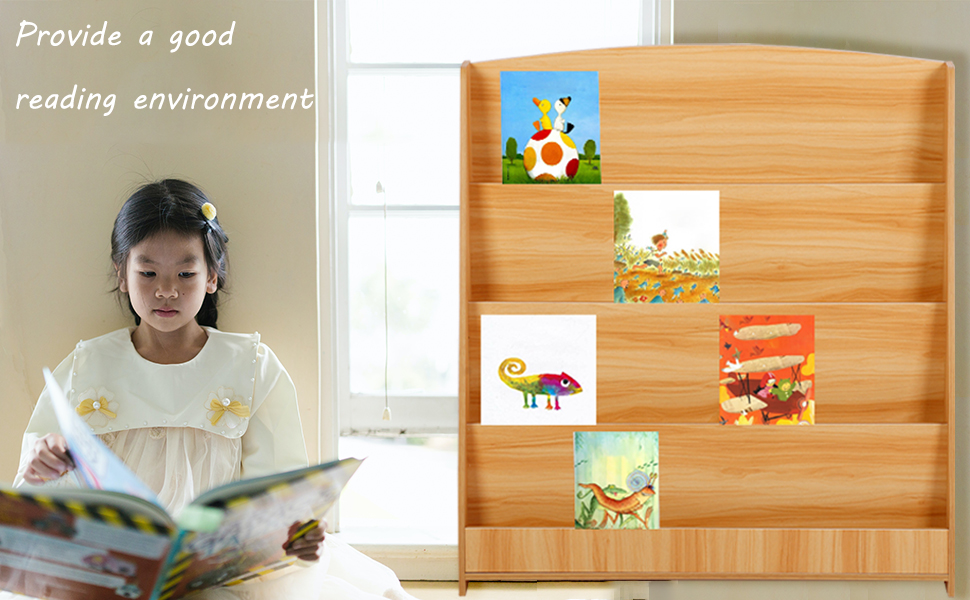MYOYAY Kids Book Display Shelf,Single Sided Book Display