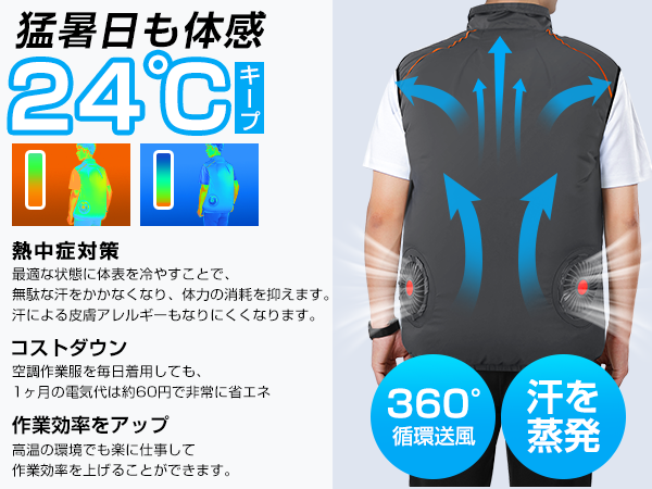 Amazon | [Dapsang] 空調作業服 ファン付きベスト 【2025年新