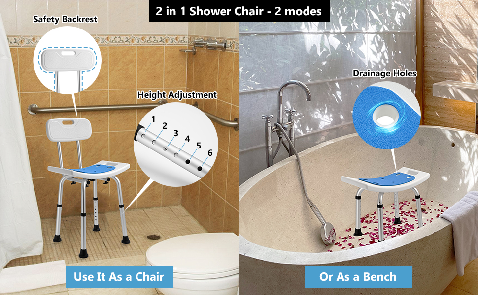 FSA/HSA Eligible Shower Chair with Back Removable 2 in 1