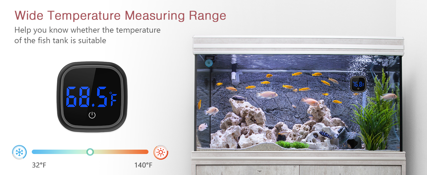Digital Aquarium Thermometer, Stick-on Fish Tank Thermometer