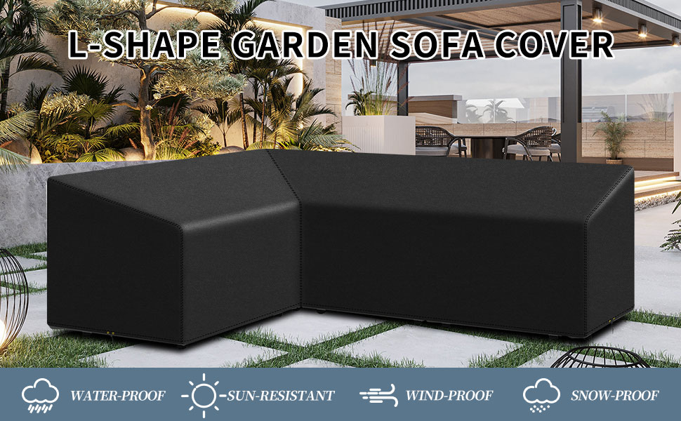 Funshot LShape Garden Furniture Covers Waterproof, Garden Sofa Covers