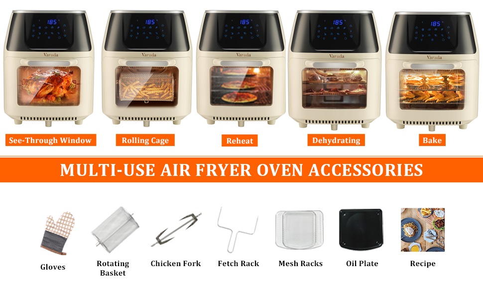 Varada Max Pro air fryer Oven 8 Litre Large Capacity, 7in1 Electric
