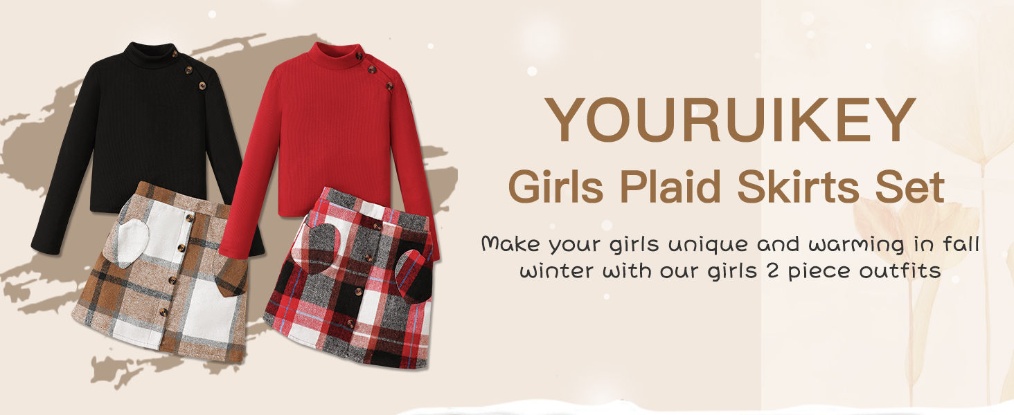 Girls plaid skirts set