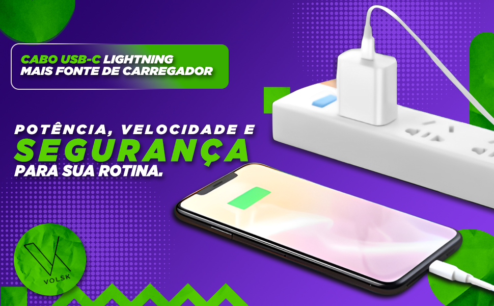 Cabo Usb-C-Lightning + Fonte Carregador 25W Turbo Compatível iPhone