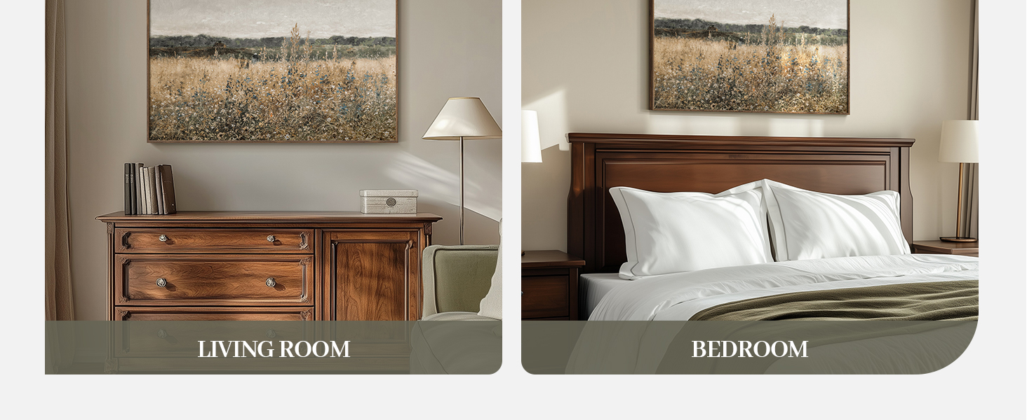 large framed vintage decor floral landscape wall art for bedroom living room