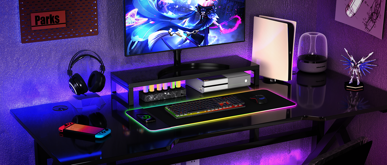 RGB Gaming Mouse Pad with 15W Wireless Charging