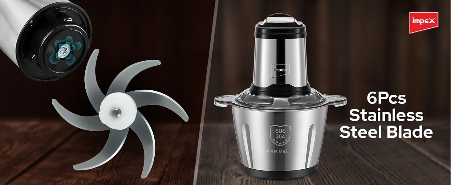 Impex Electric Food Chopper 3Ltr Food Processor Blender 400W, 3Speed Adjustable, Meat Grinder, Stainless Steel Body And 6Pcs Blade,Multi Food Chopper For Meat,Vegetables,Fruits,Nuts -2Years Warranty 23 Food Chopper