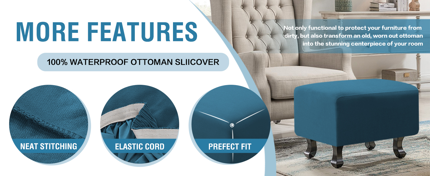 H.VERSAILTEX 100 Waterproof Ottoman Cover Rectangle