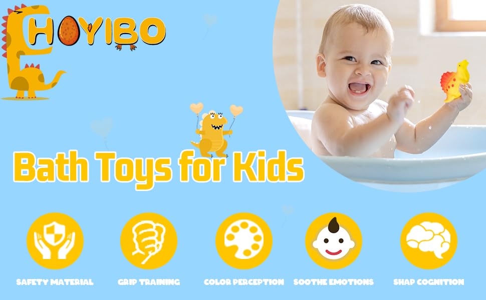 HOYIBO Baby Bath Toys 8 Pack Dinosaur Bath Toys Bathtub Toys Toddler Bath Toys with Colorful