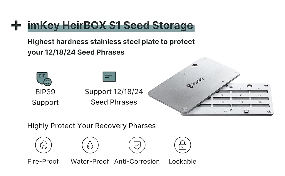 imKey Pro Crypto Hardware Wallet and Seed Phrase Storage Set, Offline Operates