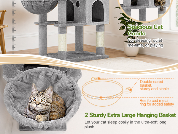 family cats　0728 Amazon.com : Hey-brother Cat Tree, 74 inches Multi-Level XL