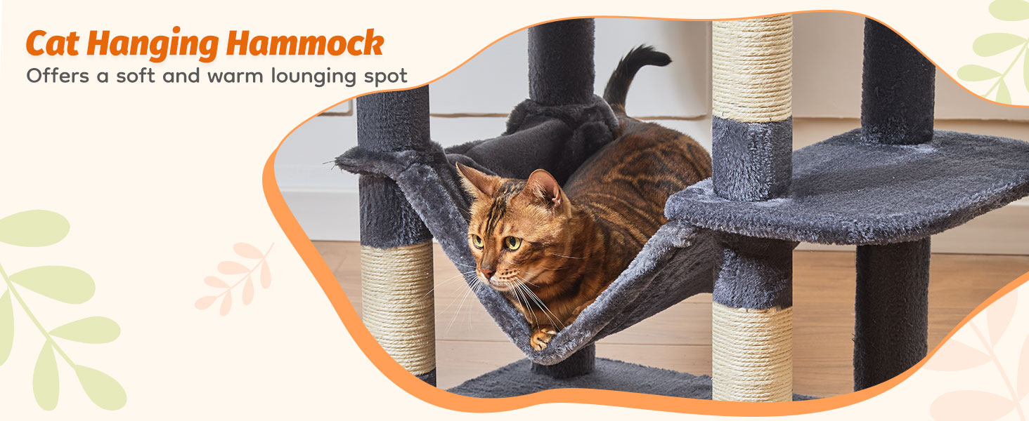 Taoqimiao Large Cat Tree，73-Inch Cat Tree Tower 