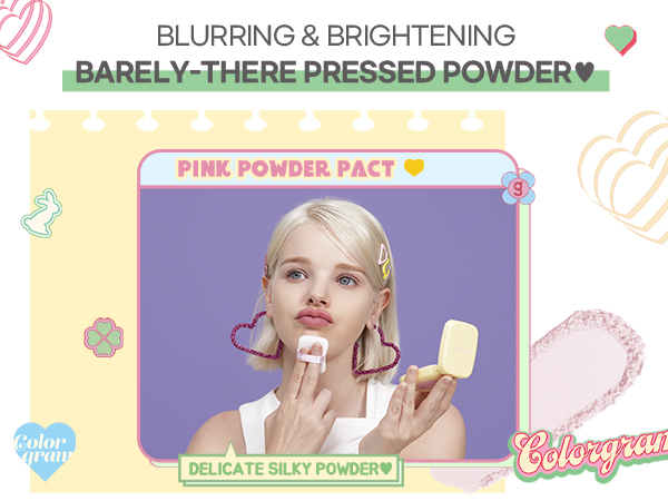 pink powder pact pressed powder blurring brightening