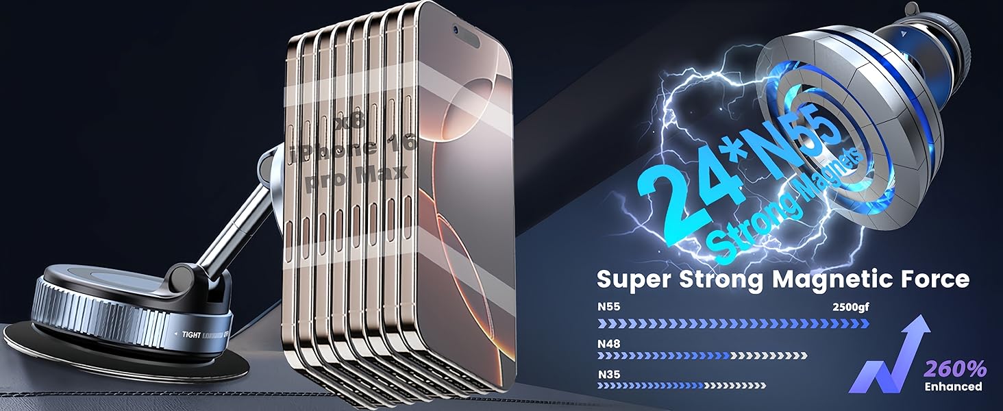 Soporte magnético para teléfono al vacío