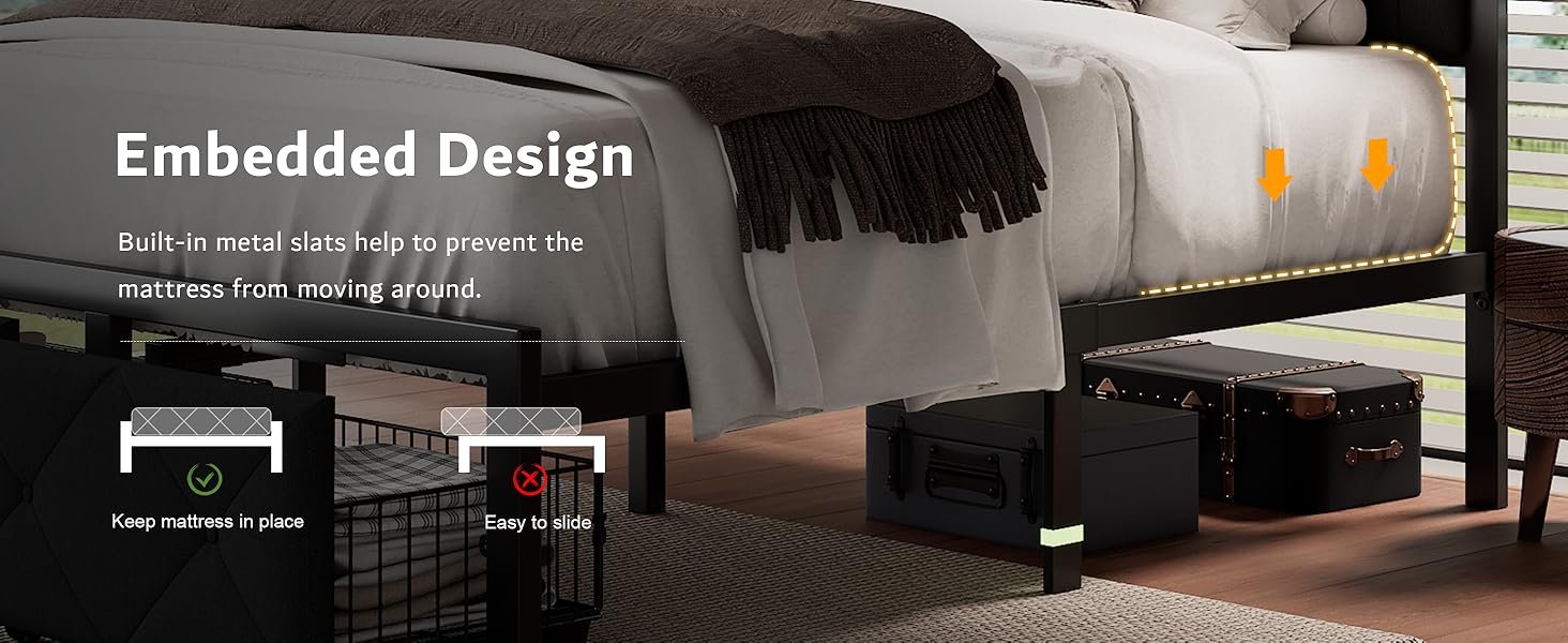 Bed Frame with Headboard and Storage Drawer