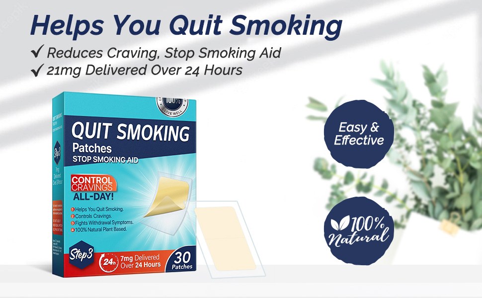Quit Smoking Patches Step 3 7 mg, Quit Patches 30 Count Stop Aid to