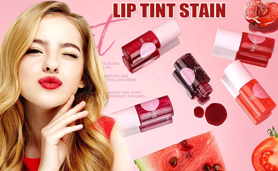 2 Colors Lip Tint Stain Set, Korean Lip Gloss Lip Stain Tint Plumping Mini Liquid