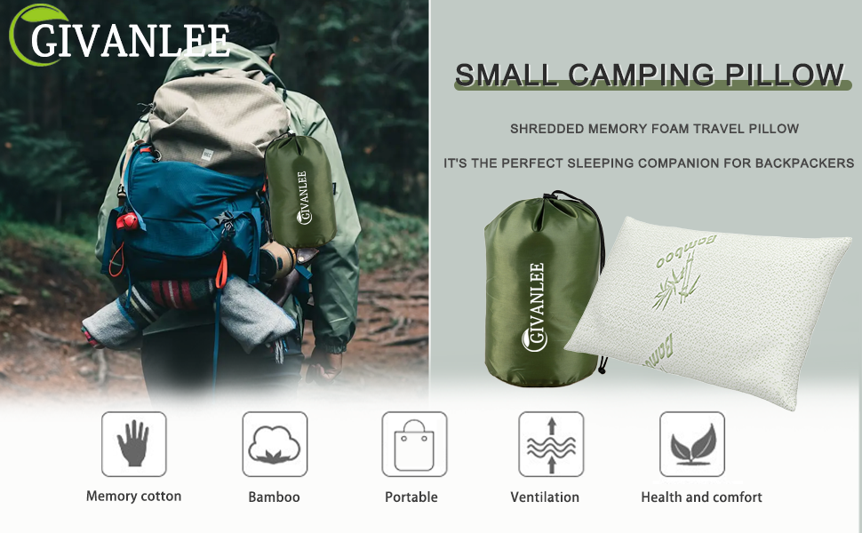 GIVANLEE Camping Pillow for Sleeping,Travel Pillow Compact