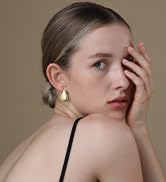 DORANA Earrings Dupes Gold Chunky Earrings for Women 14K Gold Fin Earring Dupes Lightweight 