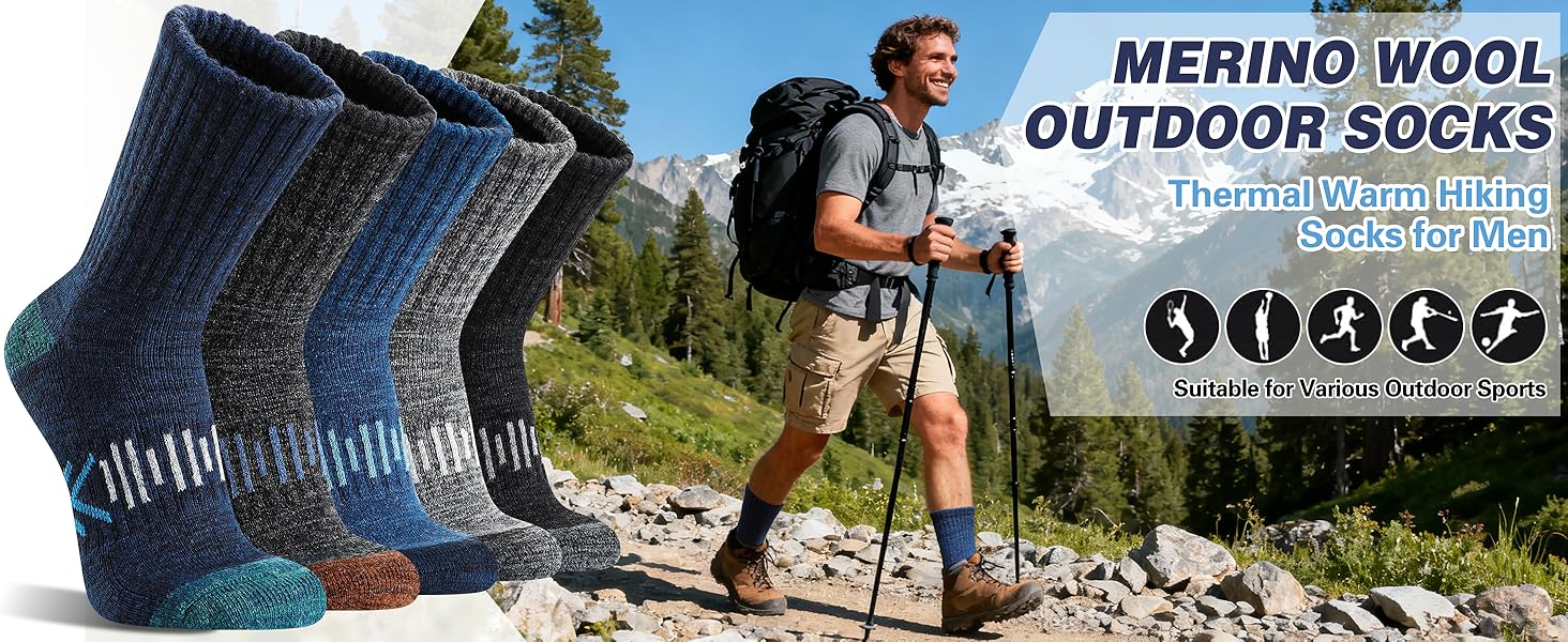 SAVALOS Merino Wool Hiking Socks