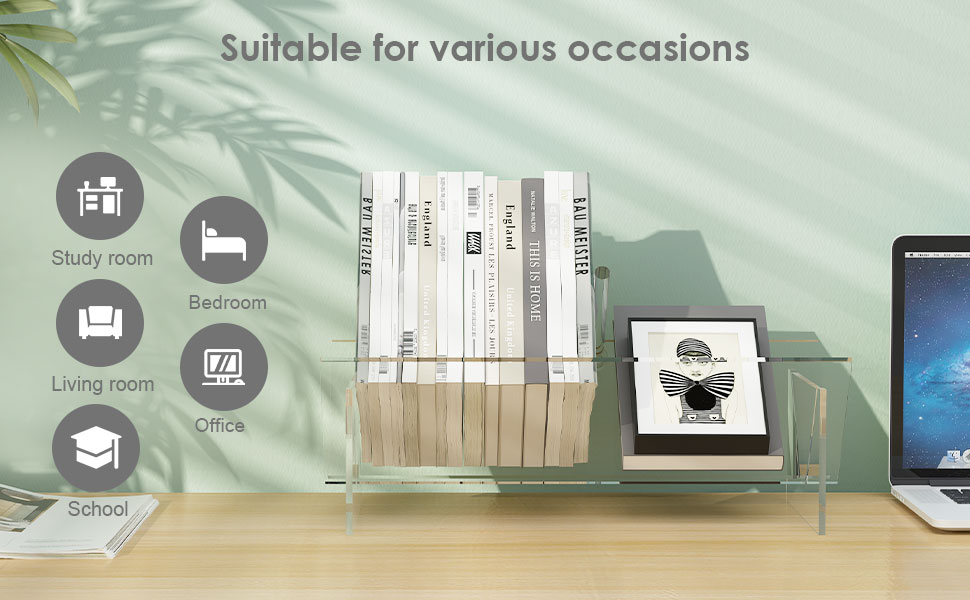 RekRang Acrylic Desktop Bookshelf,Clear Mini Tilted Desktop
