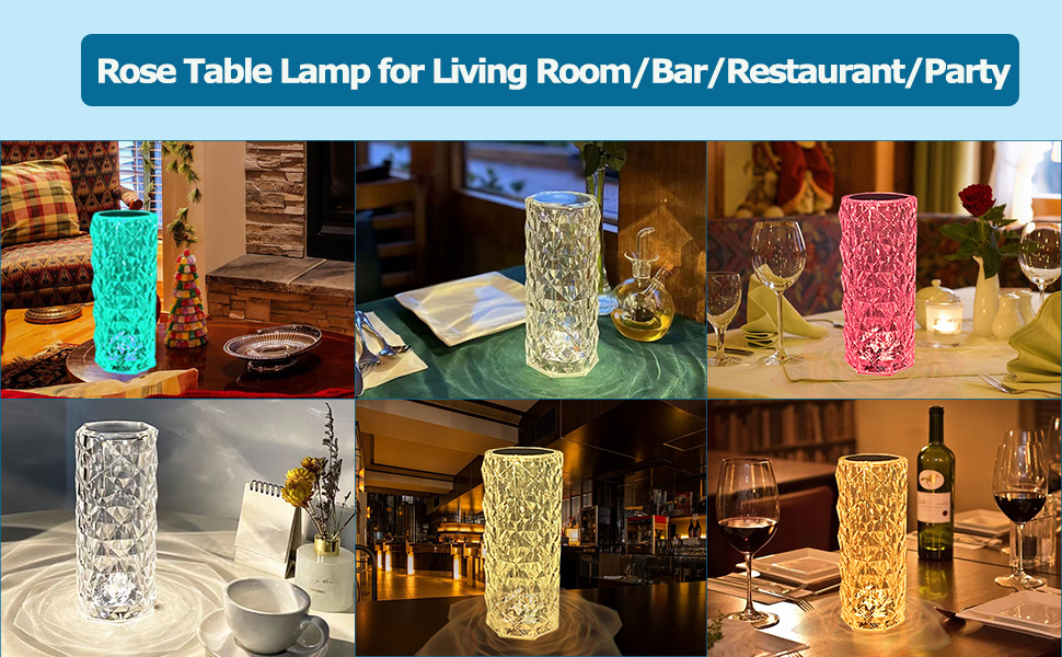 Rose Table Lamp, Crystal Lamp, Rose Diamond Table Lamp,16 Colors RGB