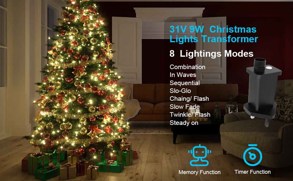 Christmas Lights Transformer 31V 9W Etopgo LED power supply 8 modes LED