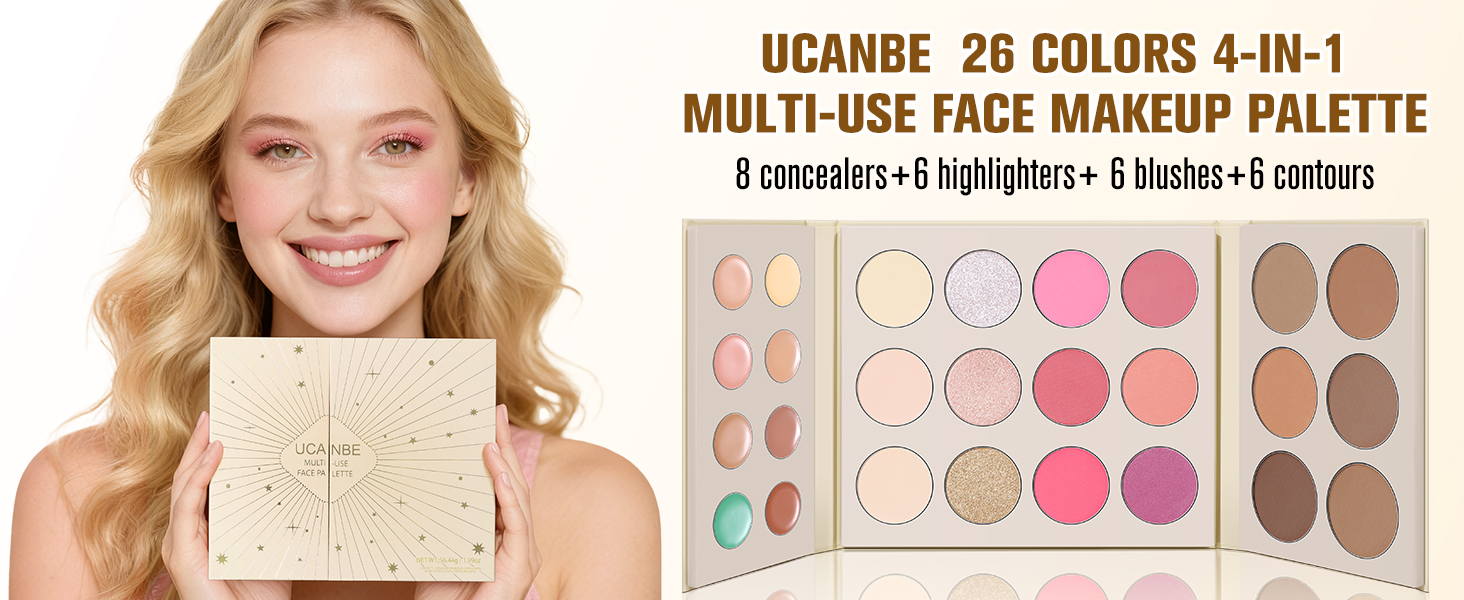 UCANBE 26 colors concealer blush highlighter contour long-lasting all in one makeup palette