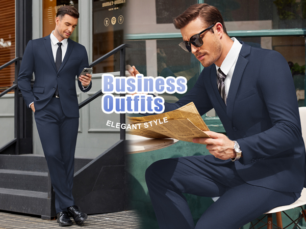 【新品】SISANDI size2（M）SET COOFANDY Mens 2 Piece Suit Slim Fit 2 Button Formal Jacket