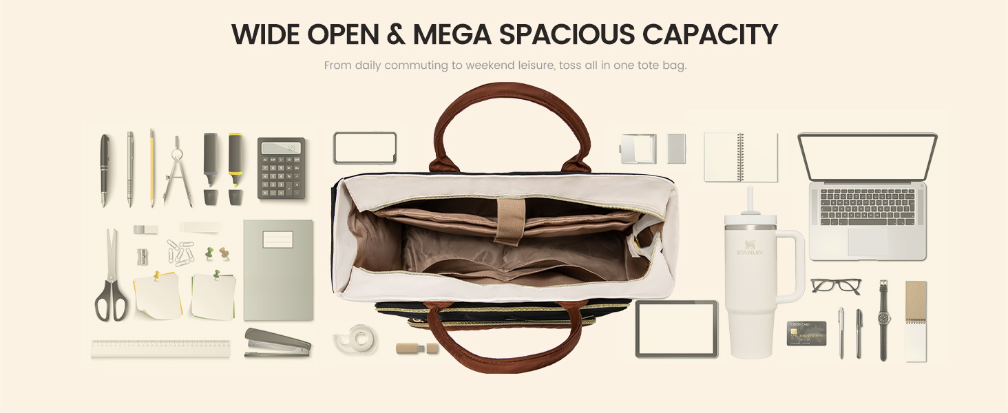 LOVEVOOK Teacher Laptop Tote Bag for Women Nurse Work With Large Cup Holder Computer Purses