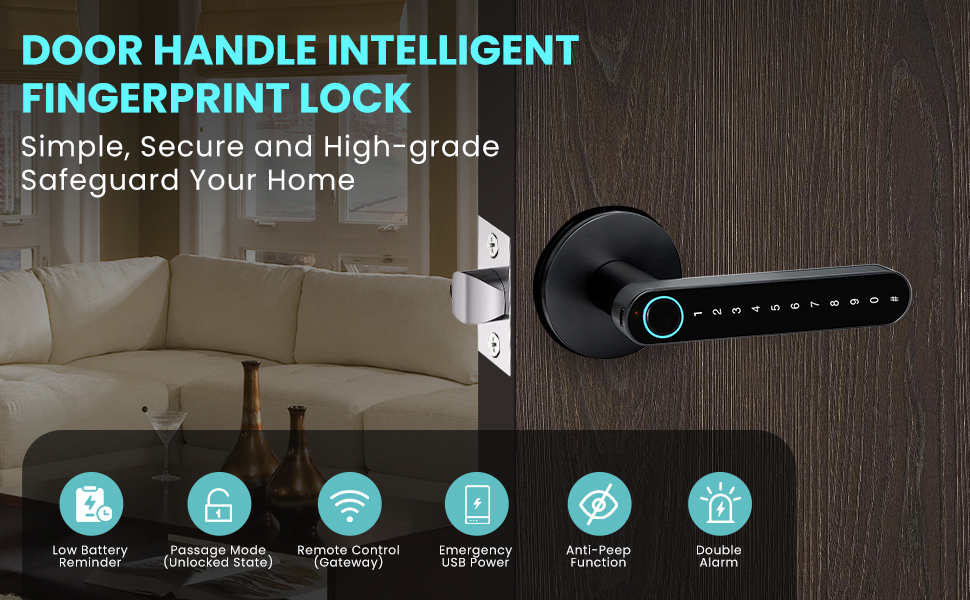 Fingerprint Door Knob Smart Door Lock Smart Door Knob with Handle