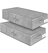 Under Bed Storage, 2 Pack Underbed Storage Container Bags With Lid, Foldable Sturdy Clothes Stora...
