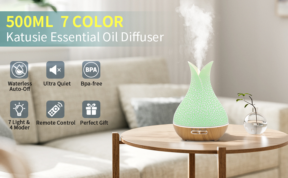 Katusie 500ML Essential Oil Diffuser with 10 Essential Oils