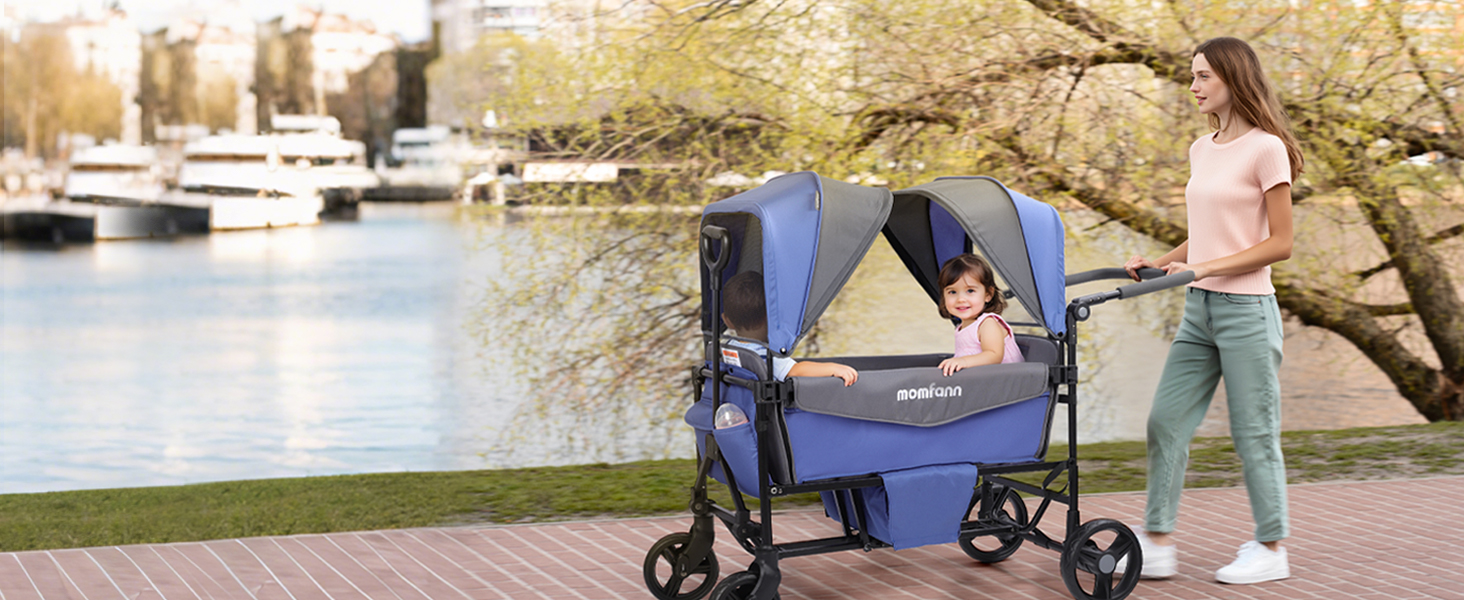 Stroller Wagon for 2 Kids with Canopy