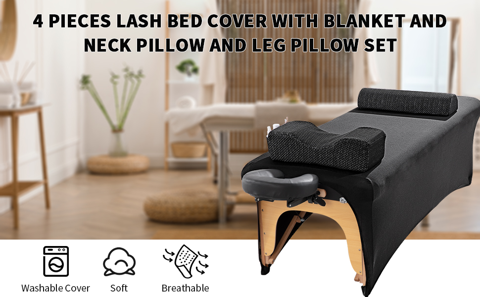HOMBYS 4 Piece Set Lash Bed Linen for Massage Table, Memory