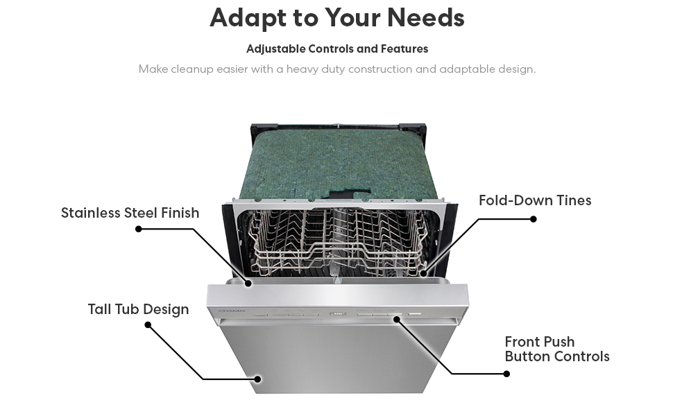 COSMO COSDWD24FBR 24 in. Front Control BuiltIn Tall Tub