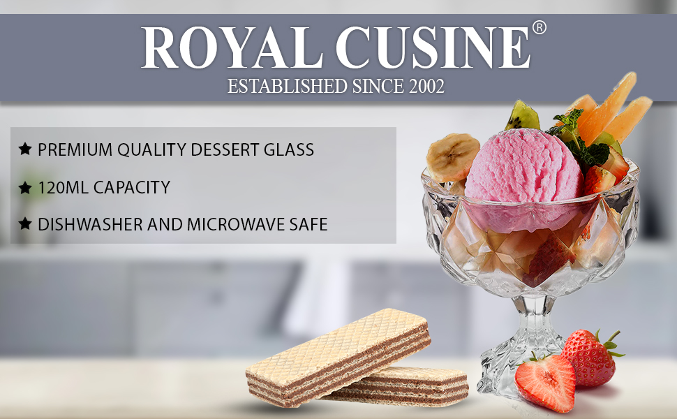 Royal Cuisine 6 Pack Acrylic Ice Cream Bowl, 8 Oz Clear Footed Dessert Cup