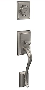 Schlage Camelot Satin Nickel Door Handleset Grip with Accent Door Handle  and Camelot Trim FE285 G CAM 619 ACC CAM - The Home Depot